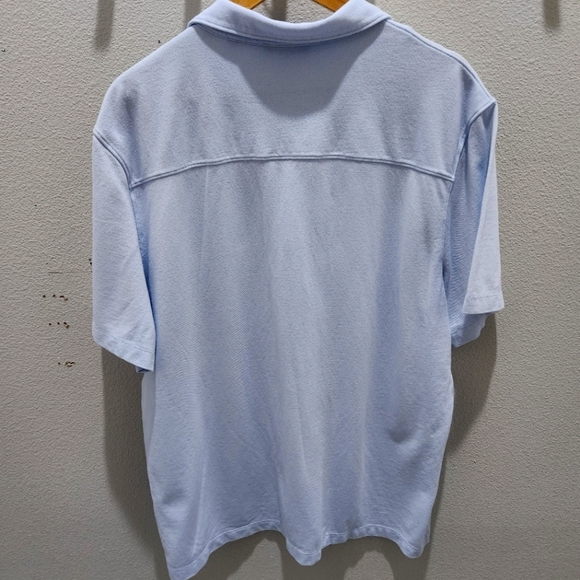 Vince Mens Shirt Button Up Short Sleeve Blue Knit Slub Cotton Size XXL EUC - Picture 3 of 7